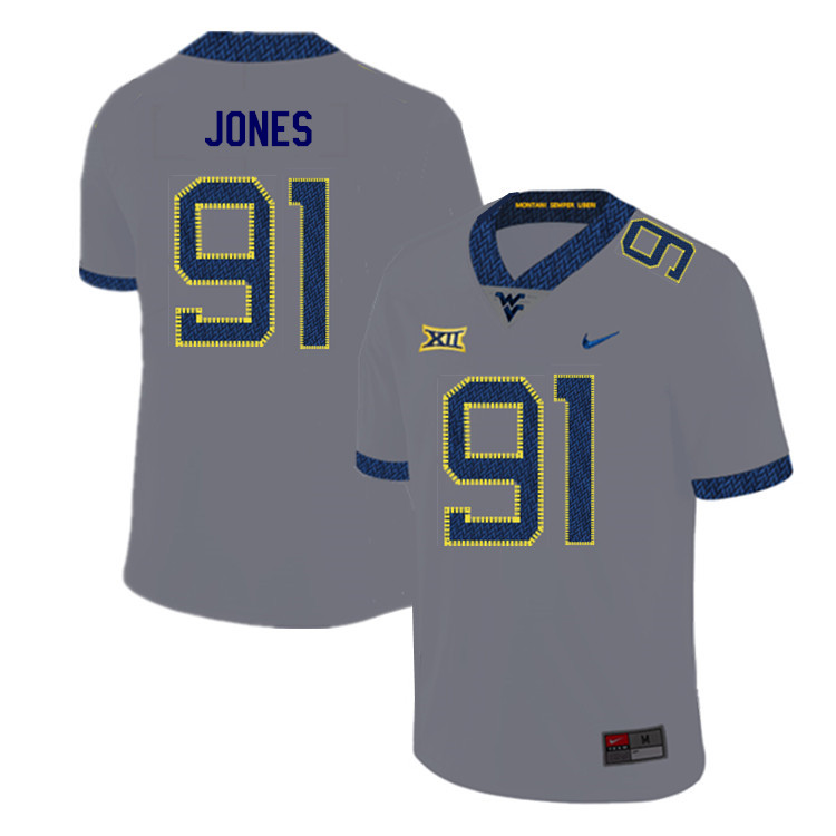 2019 Men #91 Reuben Jones West Virginia Mountaineers College Football Jerseys Sale-Gray - Click Image to Close